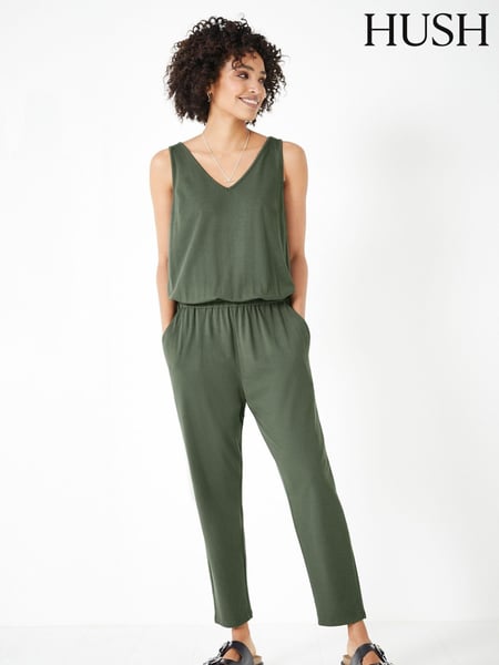 Hush Green Cropped Jersey Jumpsuit (E11324) | € 117