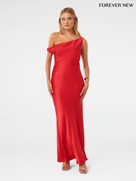 Forever New Red Blake Satin Tipped Shoulder Maxi Dress (E12271) | € 86