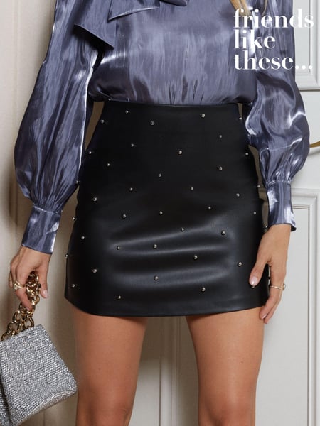 Friends Like These Black Faux Leather Mini Skirt (E12571) | € 43