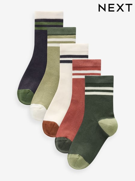 Earthy Tipped Stripes Print Rich Socks 5 Pack (E13074) | € 7 - € 9