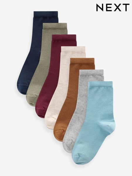 Red/Yellow/Blue Cotton Rich Plain Socks 7 Pack (E13081) | € 7 - € 11