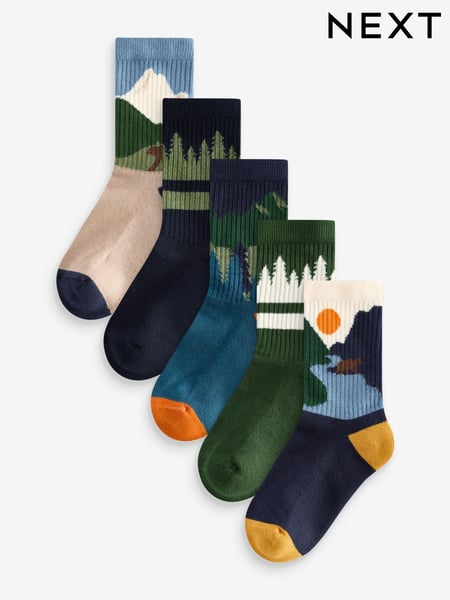 Multi Cushioned Footbed Cotton Rich Ribbed Tipped Socks 5 Pack (E13103) | € 10 - € 14