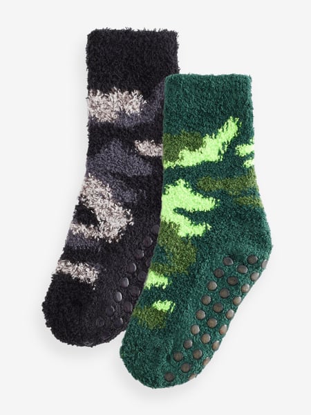 Khaki Green/Grey Camoflague Cosy Socks 2 Pack (E13111) | € 10 - € 13