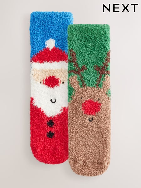 Santa Reindeer Cosy Christmas Socks 2 Pack (E13155) | € 7 - € 9