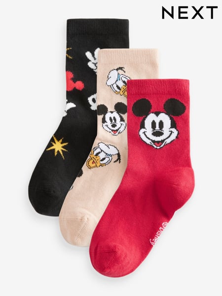 Mickey Mouse Red/White/Black Cotton Rich License Socks 3 Pack (E13174) | € 11 - € 14