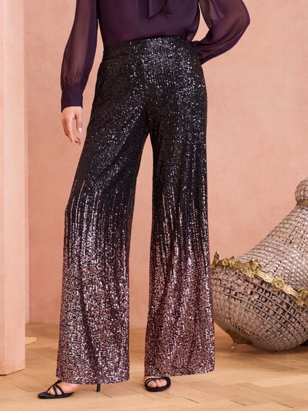 Love & Roses Pink Ombre Sequin Wide Leg Trouser (E13562) | € 42