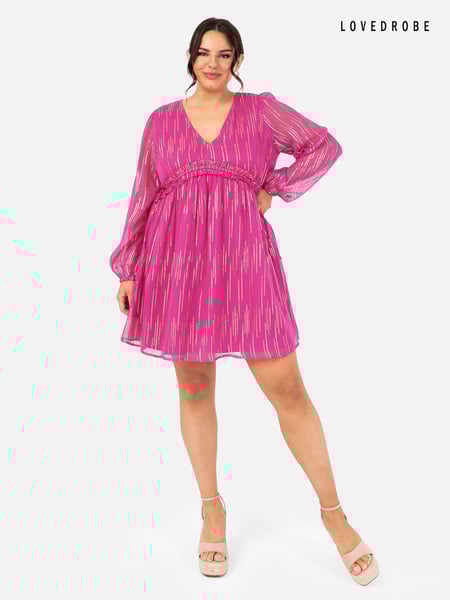 Lovedrobe Pink Balloon Sleeve Side Tie Mini Dress (E13666) | € 33