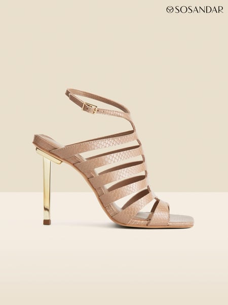 Sosandar Natural Leather Gladiator Square Toe Strap Sandals (E14051) | € 170