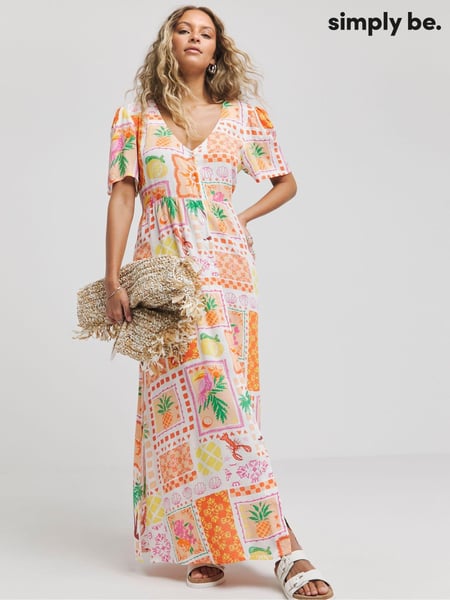 Simply Be Multi Crinkle Button Through Maxi Dress (E14257) | € 33
