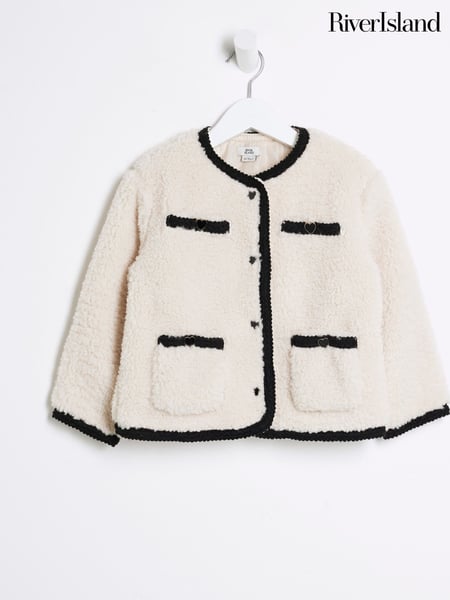 River Island Cream Girls Borg Coat (E14459) | € 59