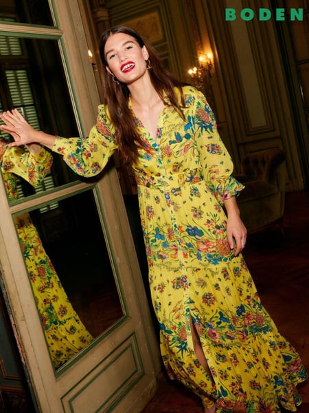 Boden Yellow Occasion Maxi Shirt Dress (E14821) | € 132
