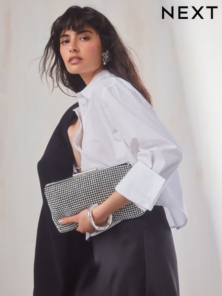 Silver Sparkle Frame Clutch (E15472) | € 55