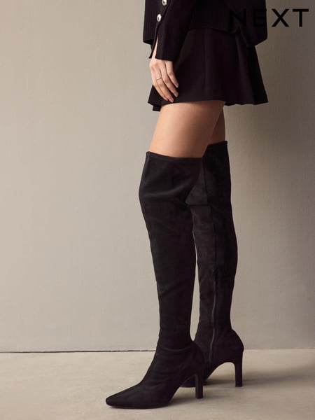 Black Forever Comfort® Over The Knee Chisel Toe Sock Boots (E15742) | € 34