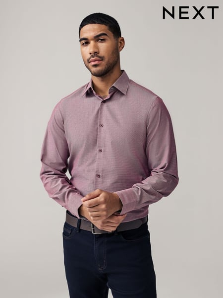 Dahlia Pink Regular Fit Trimmed Easy Care Single Cuff Oxford Shirt (E15759) | € 24
