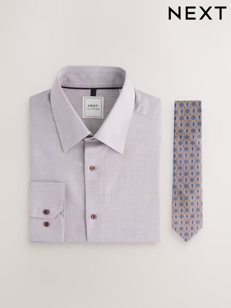 Damson Pink Slim Fit Shirt And Tie Set (E15762) | € 54