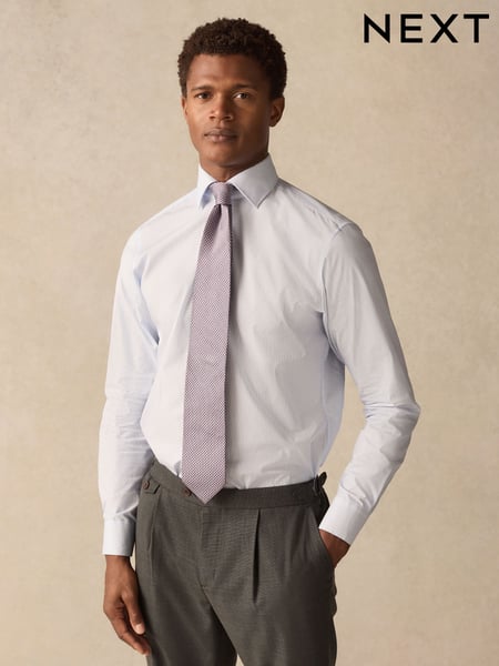Blue Stripe Slim Fit 100% Cotton Long Sleeve Shirt (E15764) | € 57