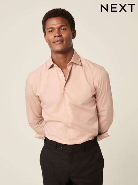 Blush Pink Slim Fit Easy Care Single Cuff Smart Shirt (E15778) | € 33