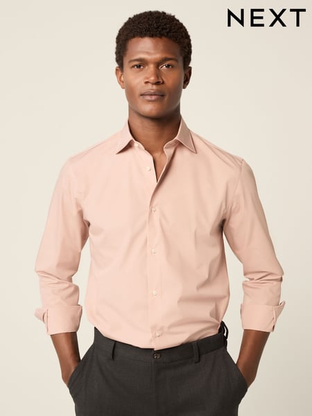 Blush Pink Regular Fit Easy Care Single Cuff Smart Shirt (E15783) | € 33