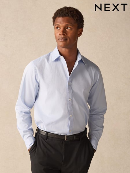 Blue Regular Fit Textured Single Cuff Shirt With Cutaway Collar (E16056) | € 52