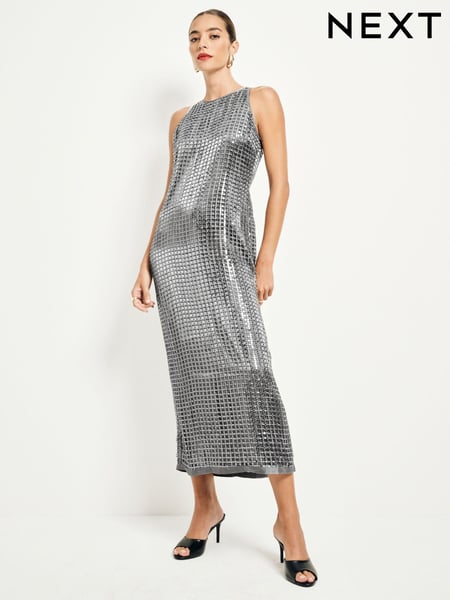 Silver Sequin Racer Midi Dress (E16144) | € 55