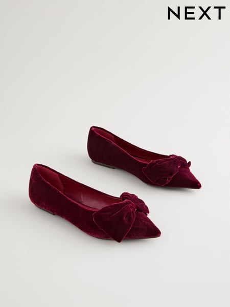 Berry Red Forever Comfort® Point Toe Bow Ballerinas (E16492) | € 27