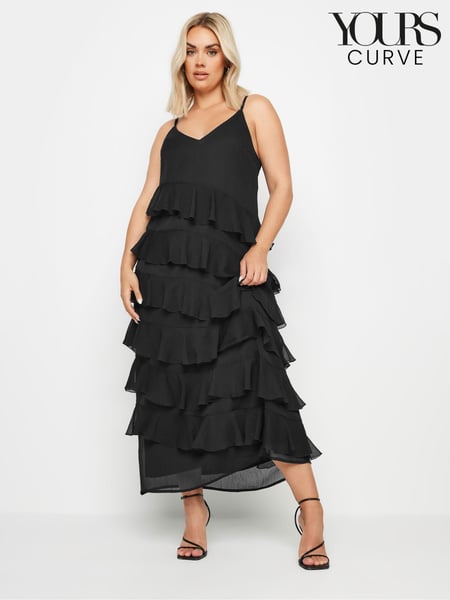Yours Curve Black Frill Maxi Dress (E17242) | € 61
