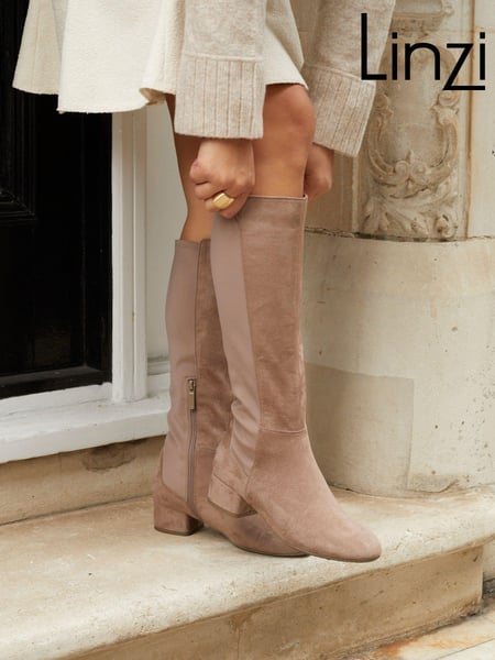 Nude - Linzi Sloane High Leg Heeled Boots With Stretch Panel (E18172) | 86 €