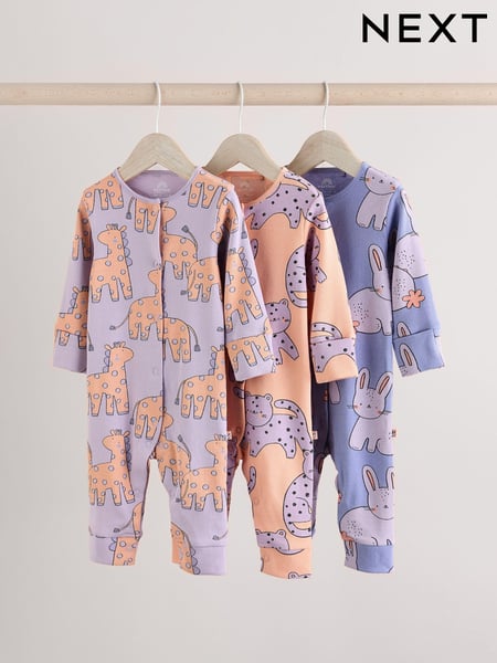 Lilac Purple Baby Footless Sleepsuits 3 Pack (0mths-3yrs) (E18350) | € 28 - € 31