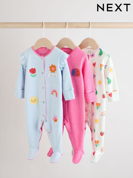 Blue Bunny 3 Pack Baby Sleepsuits (0mths-2yrs) (0mths-2yrs) (E18354) | € 28 - € 31