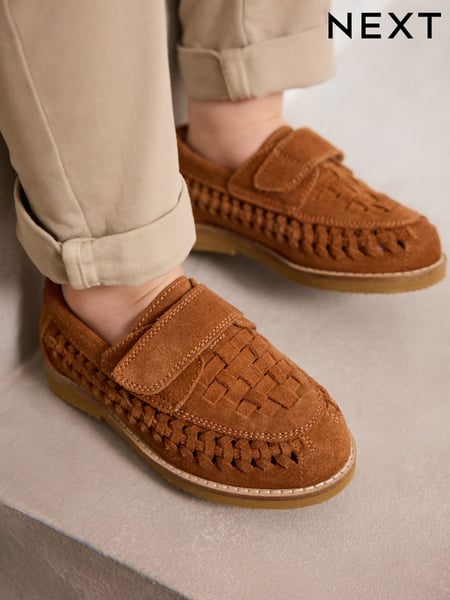 Tan Brown Suede Woven Loafers (E18920) | € 37 - € 43