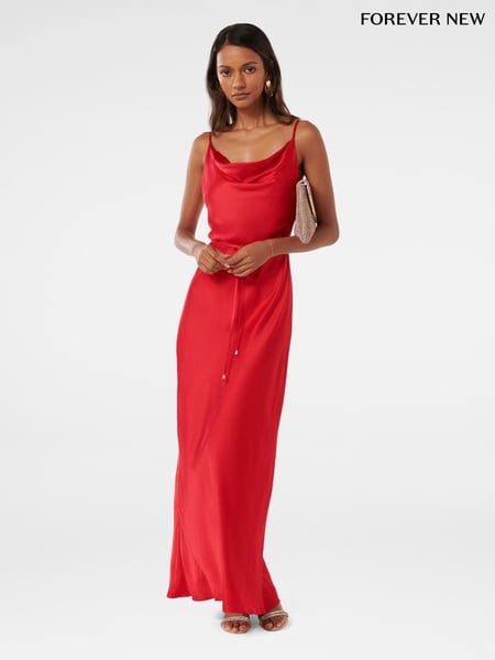 Forever New Red Lucy Petite Satin Cowl Maxi Dress (E19504) | € 172
