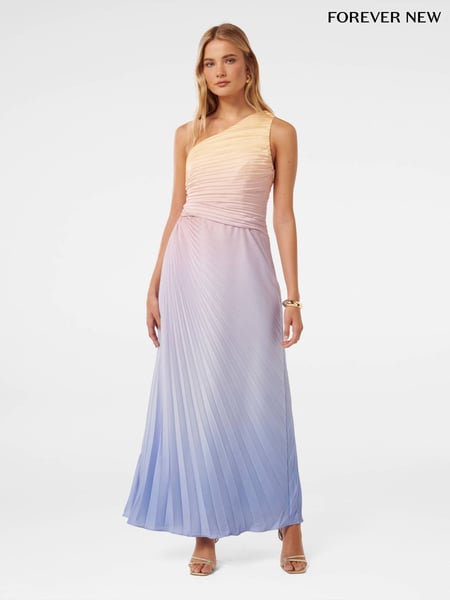 Forever New Cream Paula Pleated One Shoulder Maxi Dress (E19515) | € 130