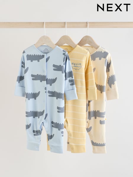Blue/Yellow Baby Footless Sleepsuits 3 Pack (0mths-3yrs) (E19550) | € 27 - € 30