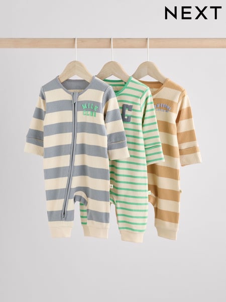 Milk Club Neutral Baby Two Way Zip Footless 100% Cotton Sleepsuits 3 Pack (0mths-3yrs) (E19554) | € 28 - € 31