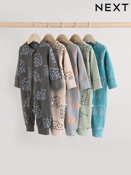 Minerals Baby Animal Print Two Way Zip Footless Sleepsuits 5 Pack (0mths-3yrs) (E19561) | € 47 - € 50