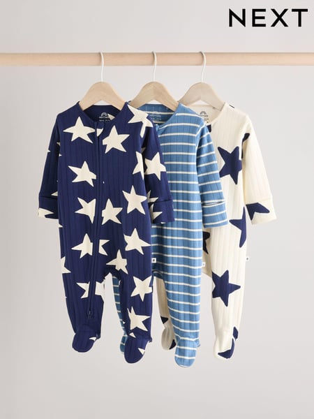 Navy Star Sleepsuits 3 Pack (0mths-2yrs) (E19566) | € 24 - € 27