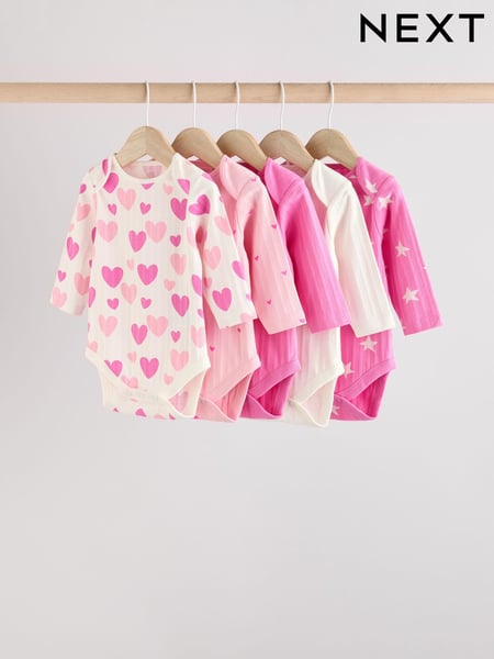 Pink Star Baby Long Sleeve 100% Cotton Bodysuit 5 Pack (E19750) | € 26 - € 28
