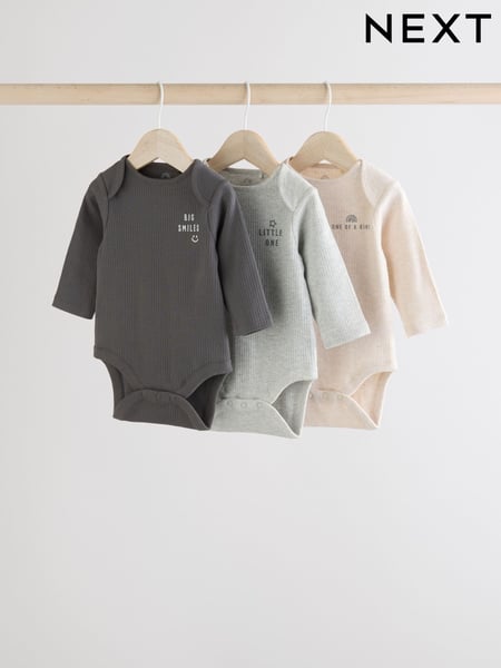 Monochrome Baby Long Sleeve Bodysuits 3 Pack (E19891) | € 16 - € 18