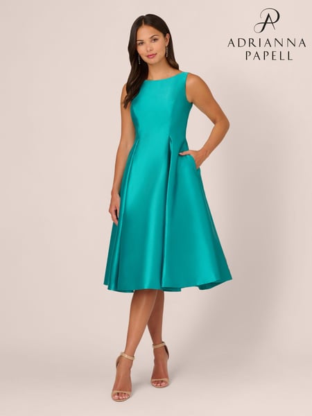 Adrianna Papell Green Sleeveless Tea Length Dress (E21296) | € 124