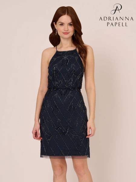 Adrianna Papell Blue Studio Beaded Blouson Dress (E21297) | € 108