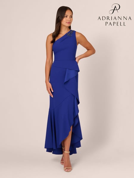 Adrianna Papell Blue Studio Beaded Knit Crepe Gown (E21306) | € 248
