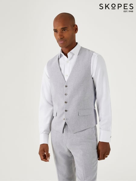 Skopes Light Grey Jude Tweed Tailored Fit Suit Waistcoat (E21874) | € 101