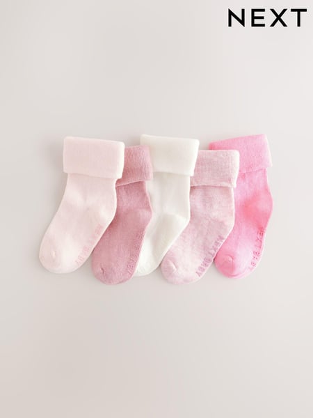Pink Baby Roll Top Socks 5 Pack (0mths-2yrs) (E22174) | € 9