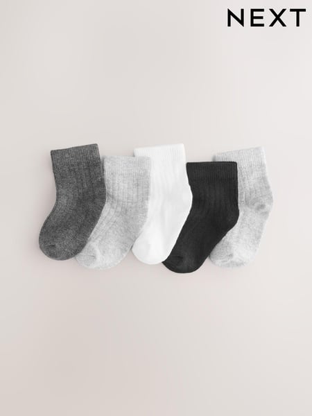Grey and White Socks Baby 5 Pack (0mths-2yrs) (E22176) | € 8