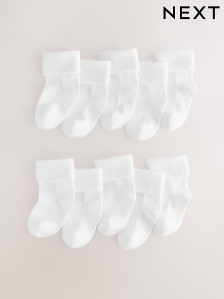 White Baby Roll Top Socks10 Pack (0mths-2yrs) (E22209) | € 17