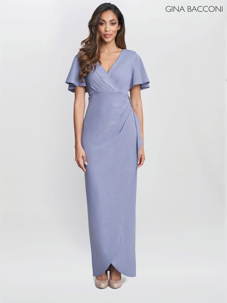 Gina Bacconi Purple Alissa Maxi Dress With Hip Embellishment (E22346) | € 175