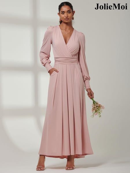 Jolie Moi Pink Chrome Giulia Long Sleeve Maxi Dress (E23571) | € 139