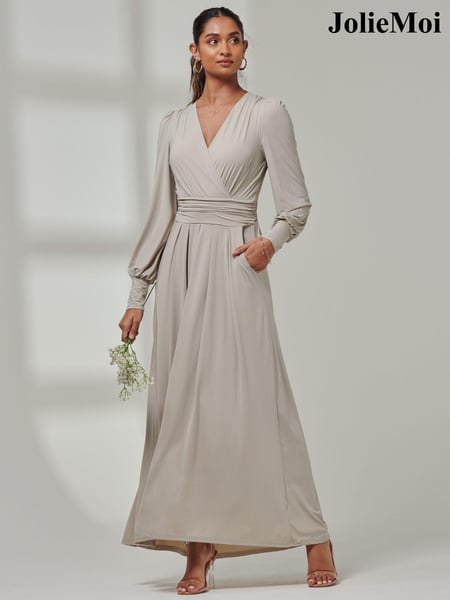Jolie Moi Grey Giulia Long Sleeve Maxi Dress (E23587) | € 62
