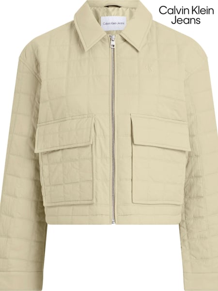 Calvin Klein Jeans Cream Grid Quilted Short Jacket (E24345) | € 132