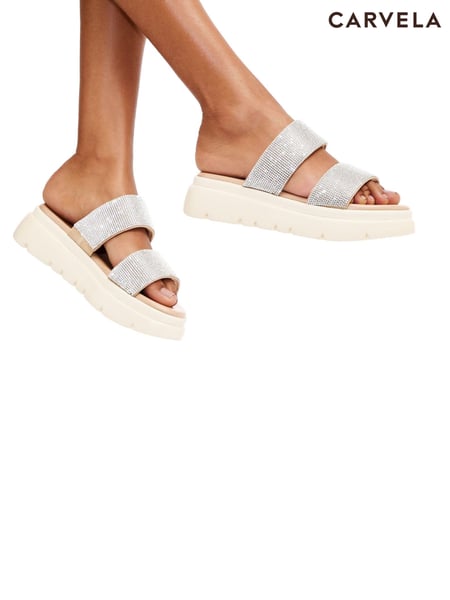 Carvela Comfort Silver Chrome KRYPTON Sandals (E24459) | € 186